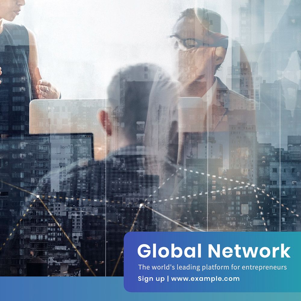 Global network Instagram post template, editable text