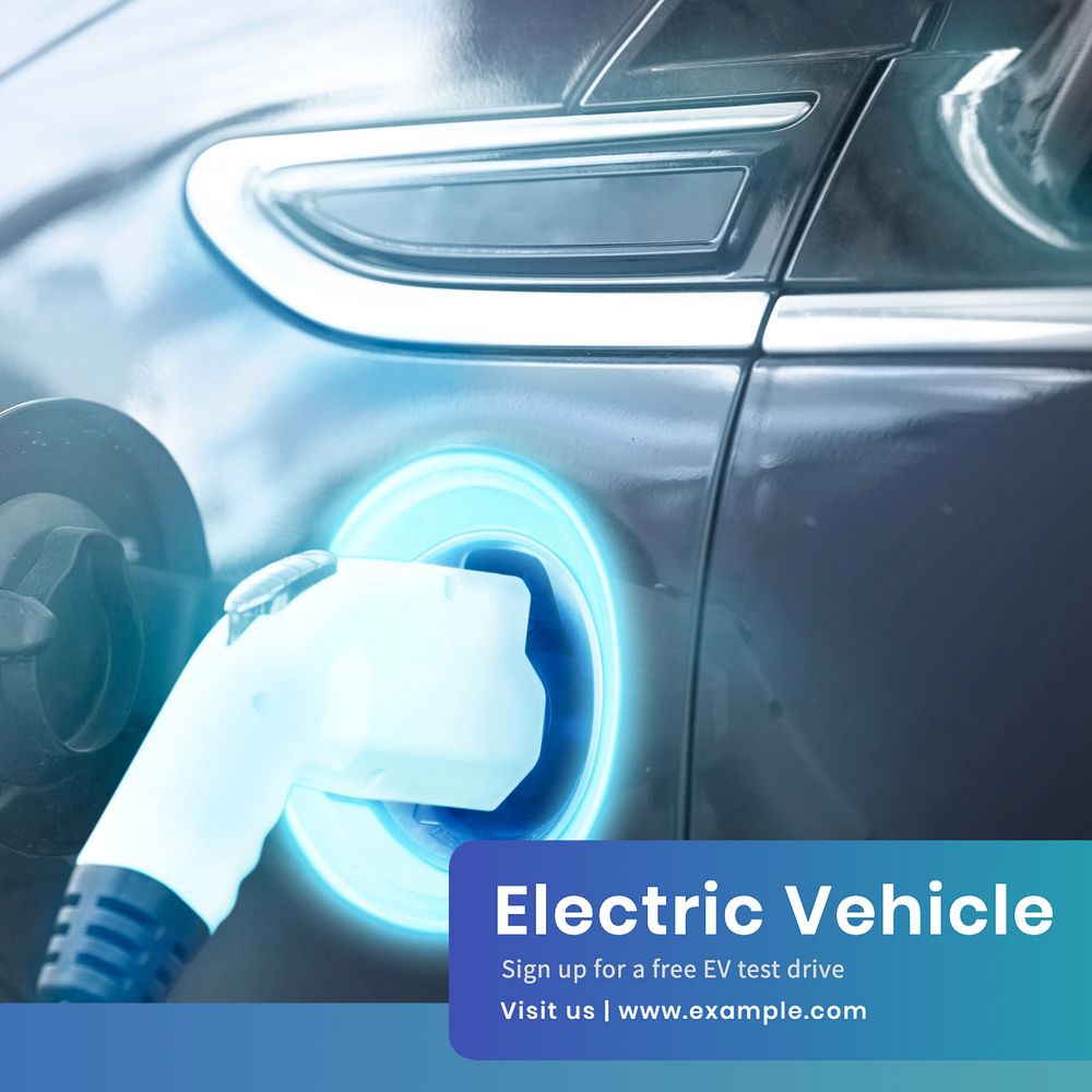 EV car Instagram post template, editable text