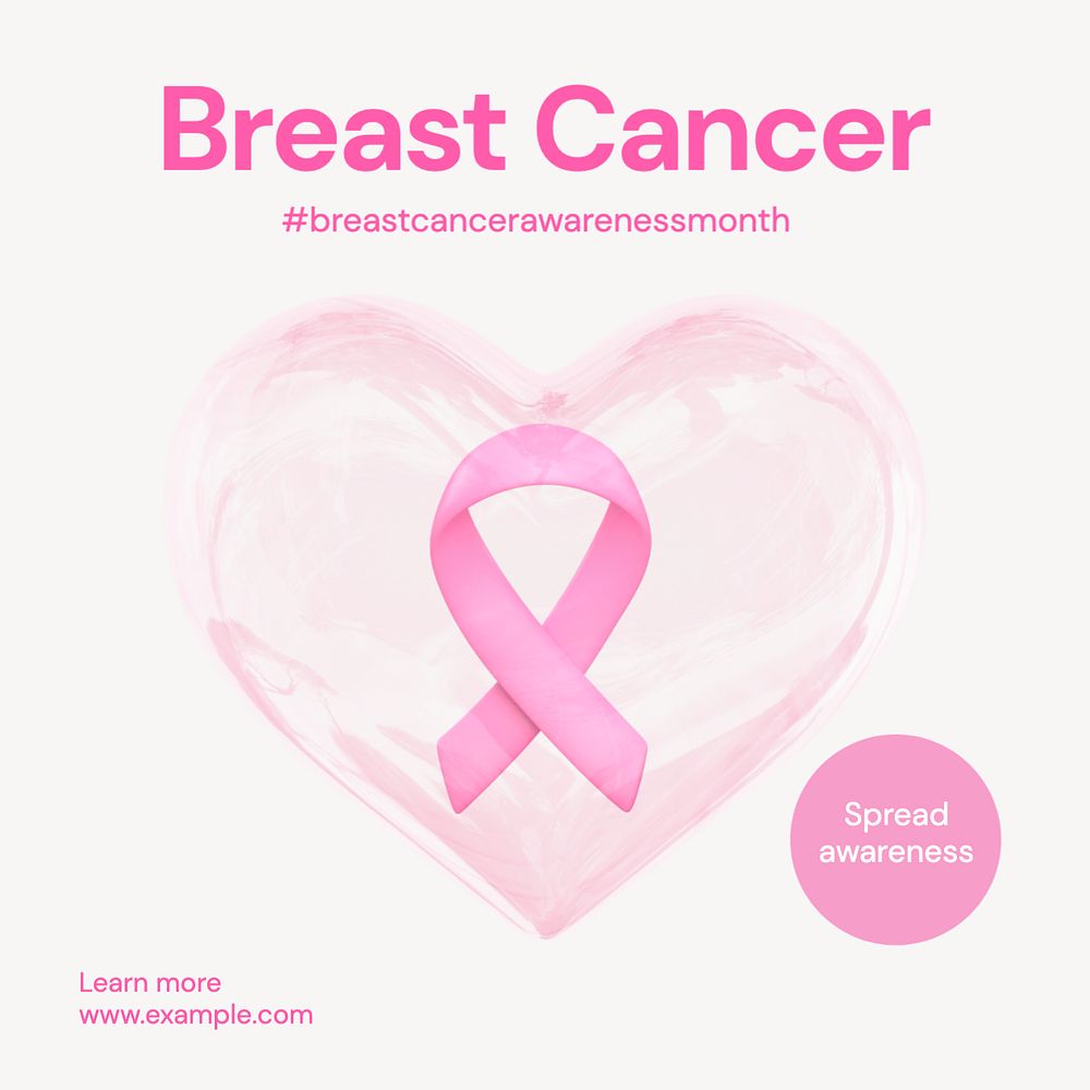 Breast cancer awareness Instagram post template, editable text