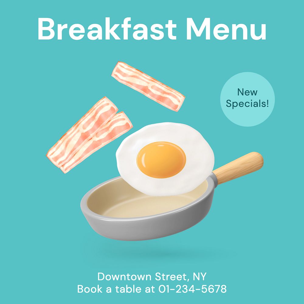 Breakfast menu Instagram post template, editable text