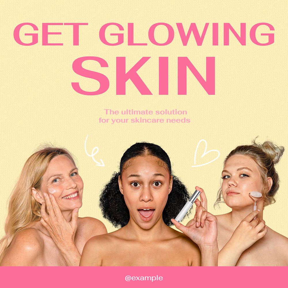 Skincare Instagram post template, editable text