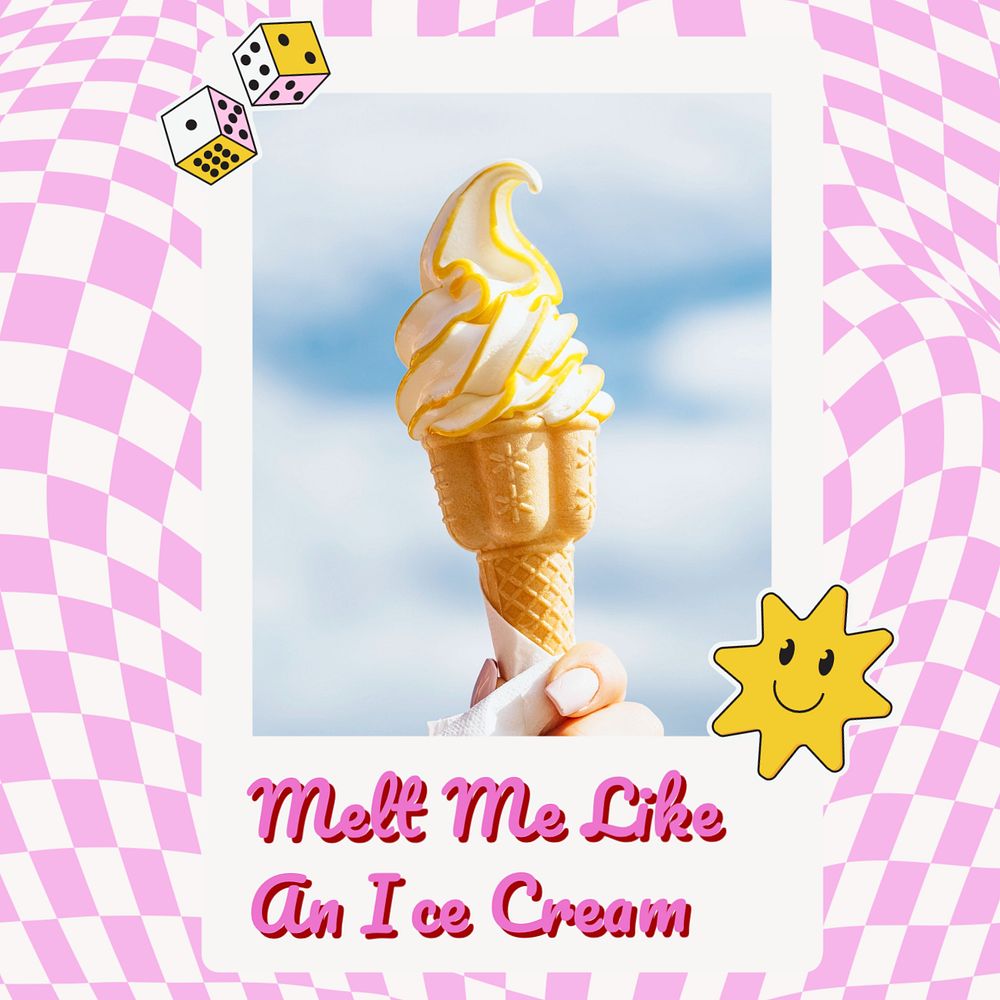 Ice cream quote Instagram post template, editable text