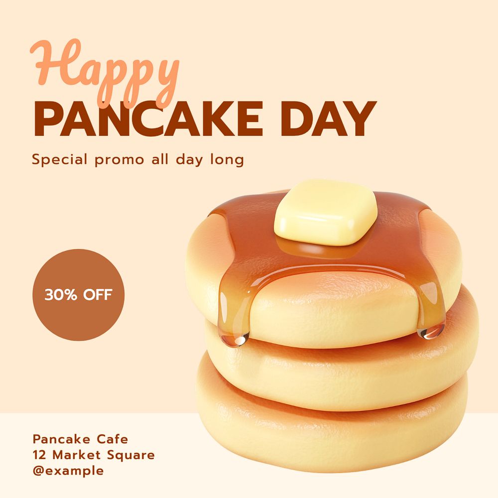 Pancake day Instagram post template, editable text