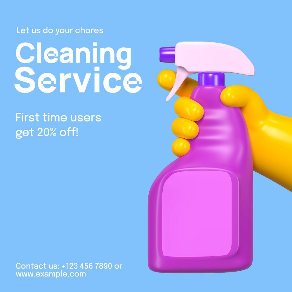 Cleaning service Instagram post template, editable text