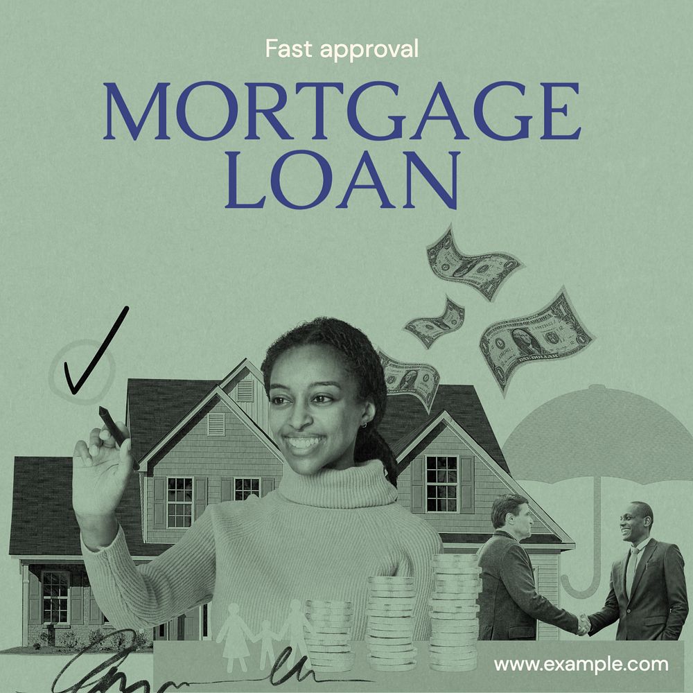 Mortgage loan Instagram post template, editable text