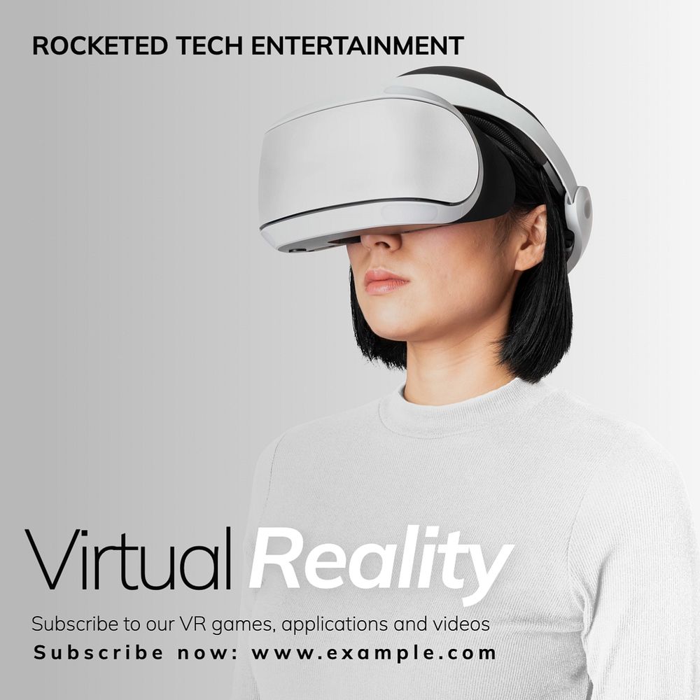 Virtual reality Instagram post template, editable text