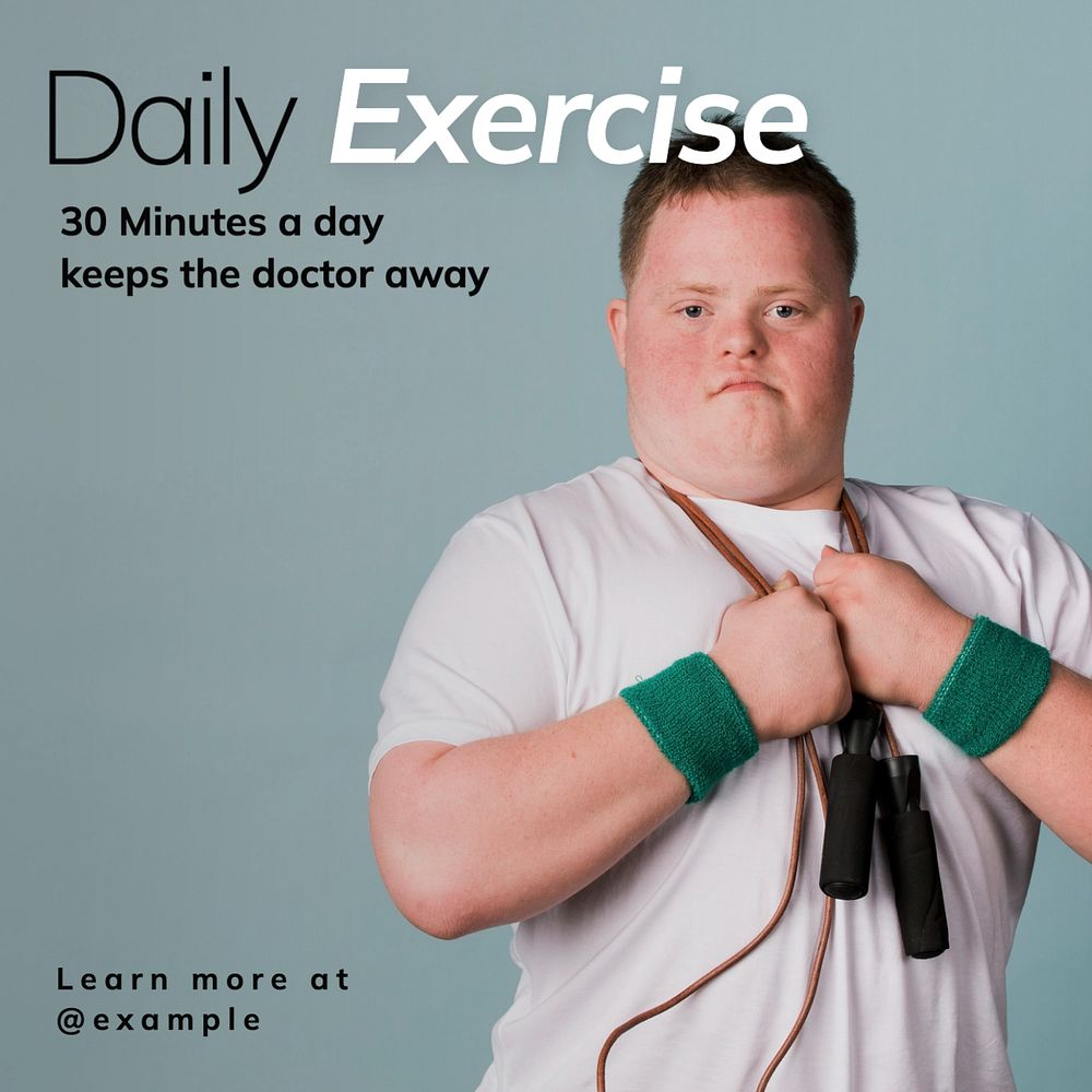 Daily exercise Instagram post template, editable text