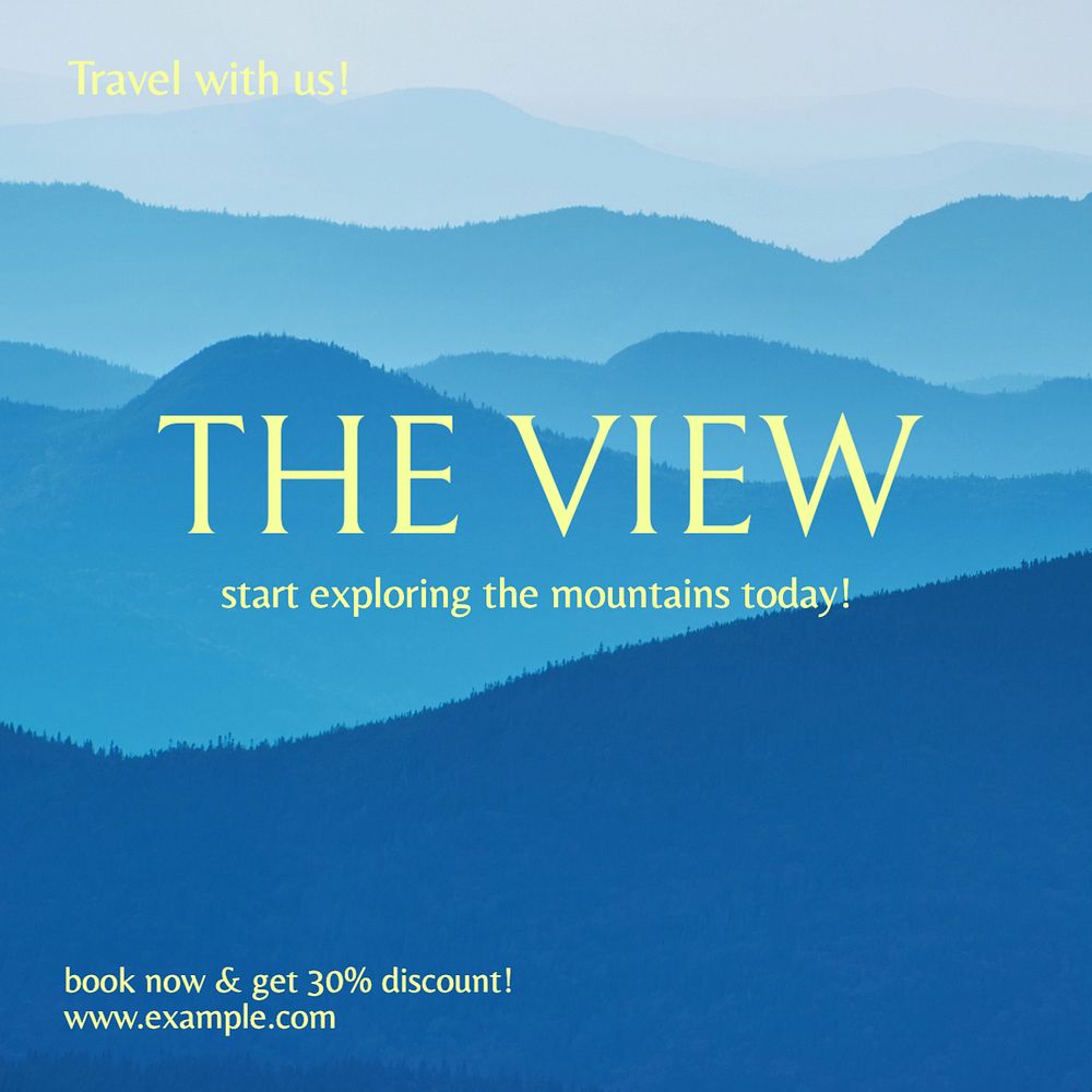 Explore the mountains Instagram post template, editable text