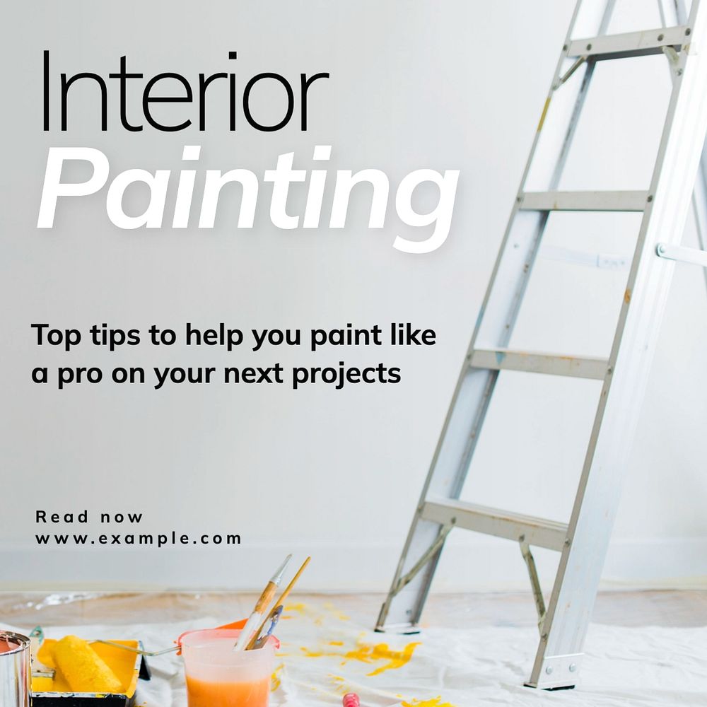 Interior painting Instagram post template, editable text