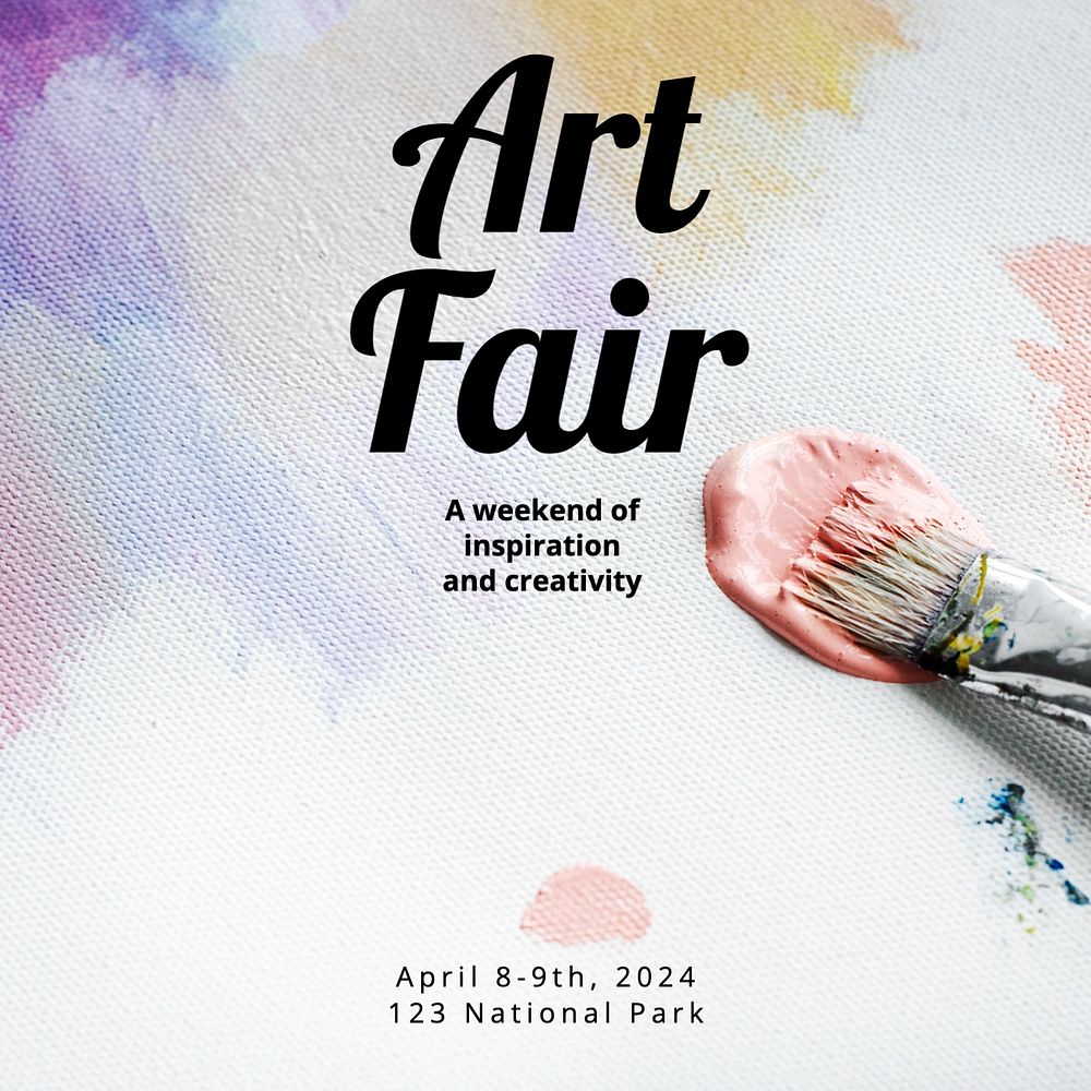 Art fair Instagram post template, editable text