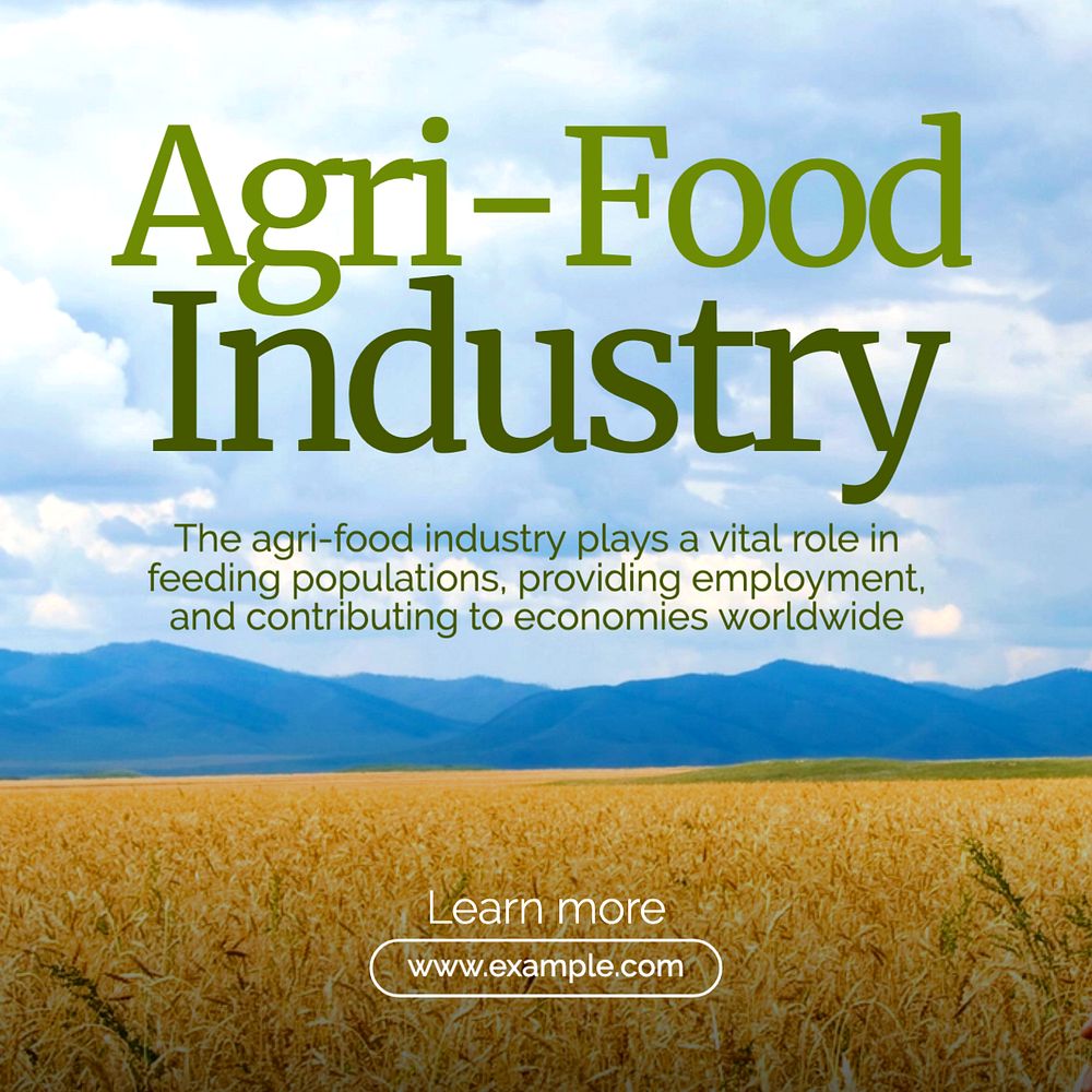 Agrifood industry Instagram post template, editable text