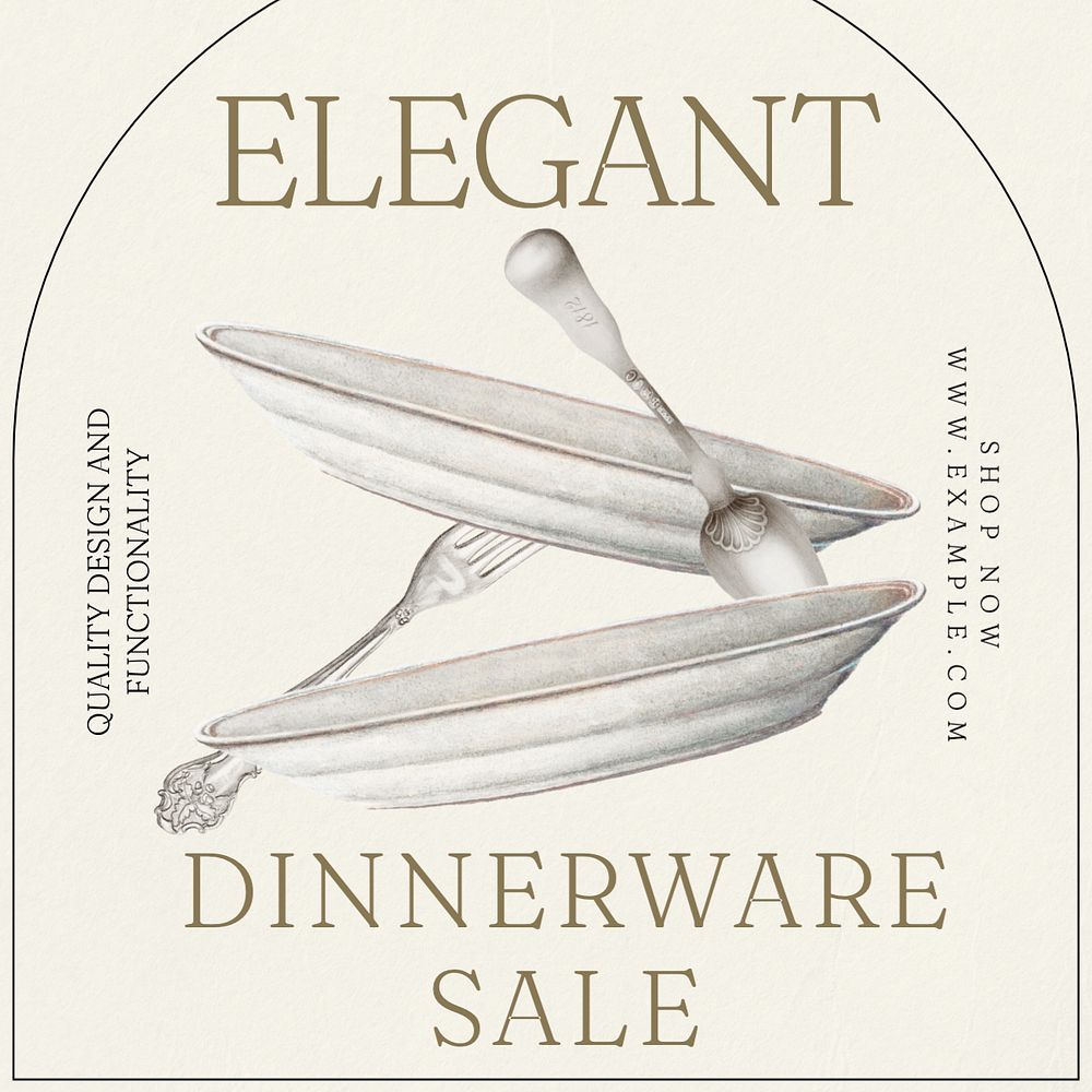 Dinnerware sale Instagram post template, editable text