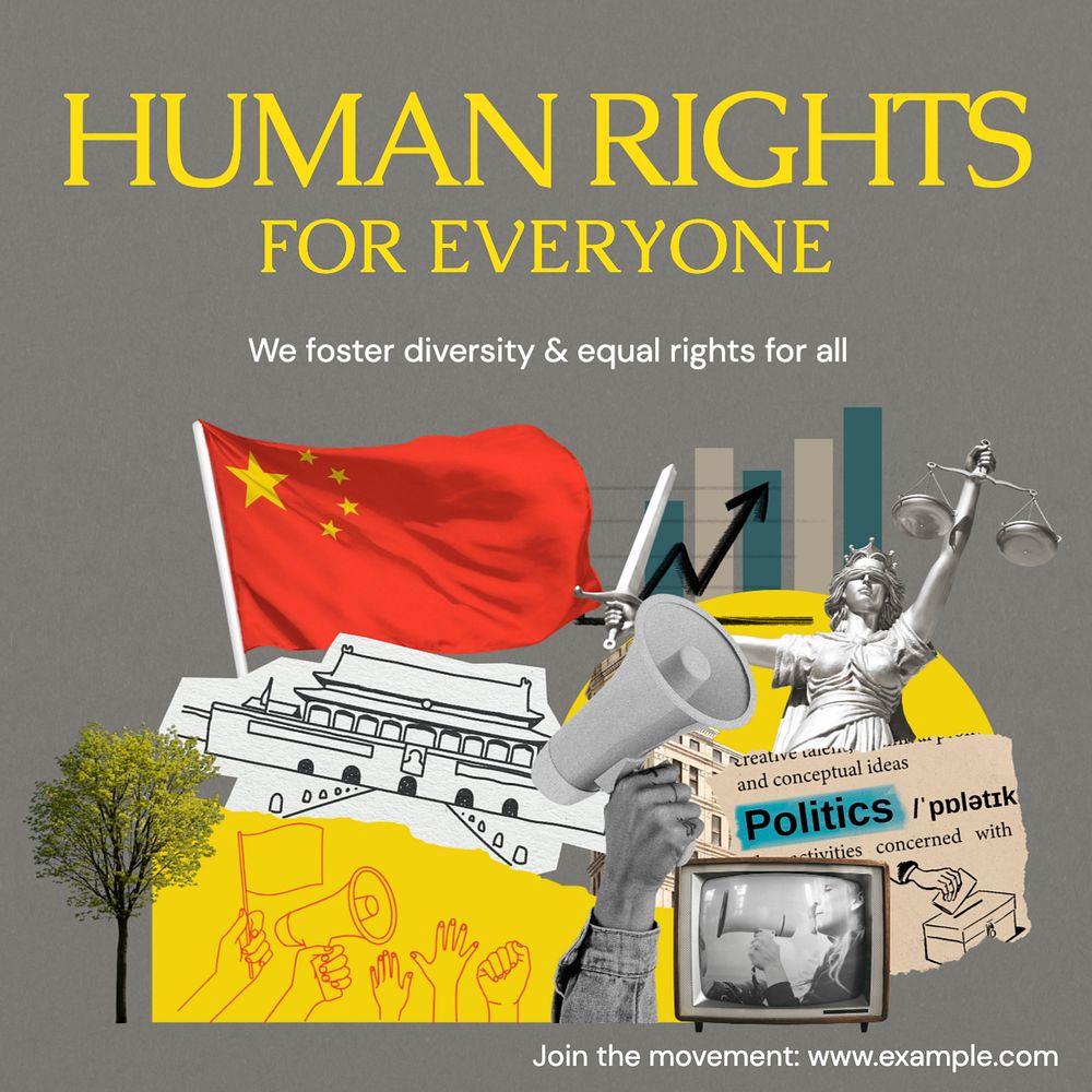 Human rights Instagram post template, editable text