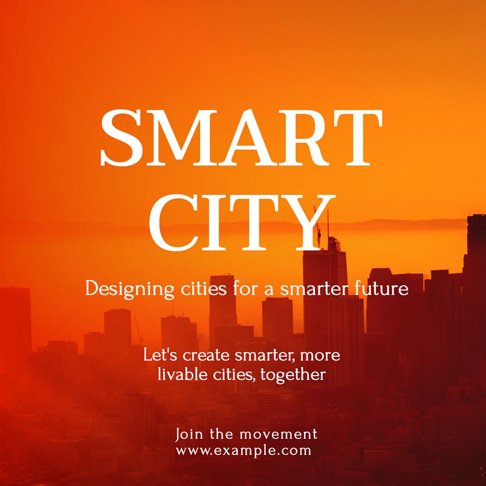 Smart city Instagram post template, editable text