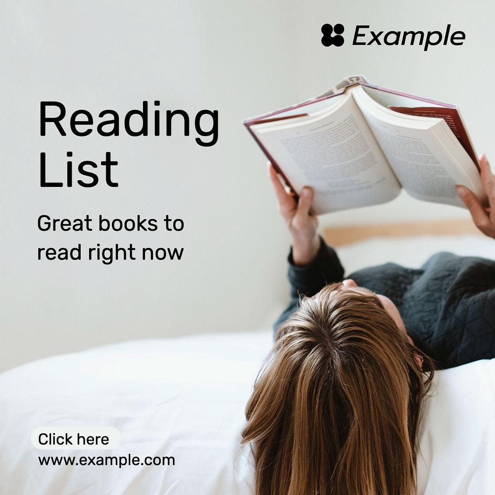 Reading list Instagram post template, editable text