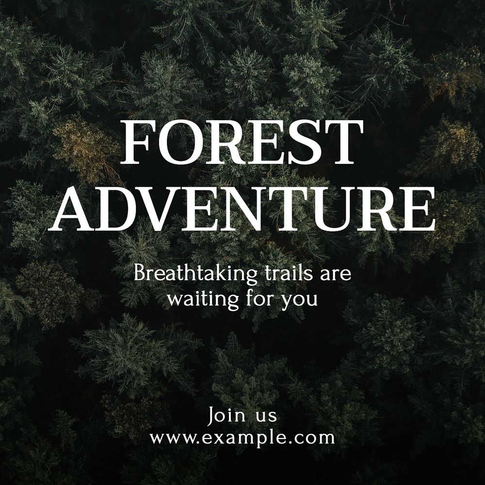 Forest adventure Instagram post template, editable text