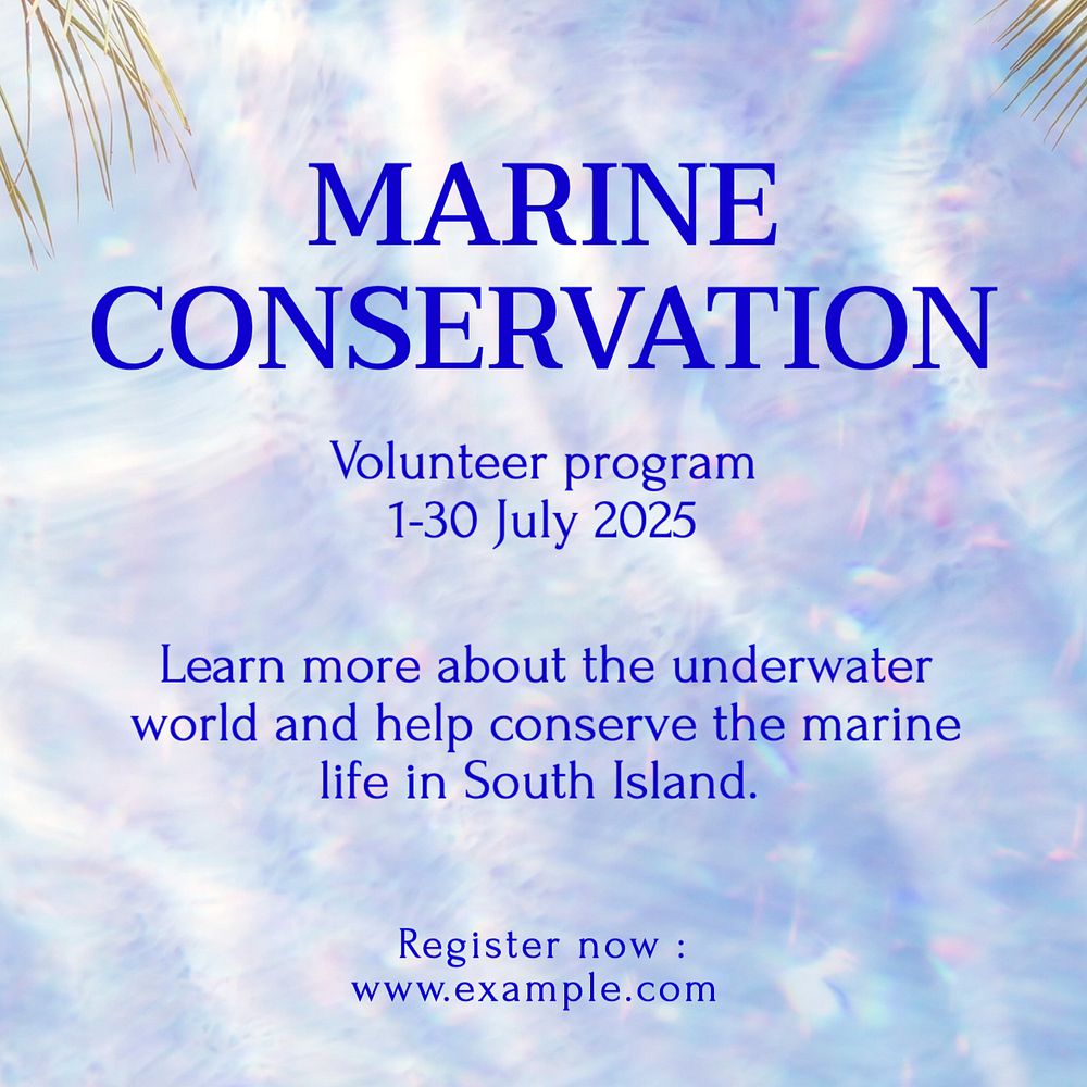 Marine conservation volunteer Instagram post template, editable text