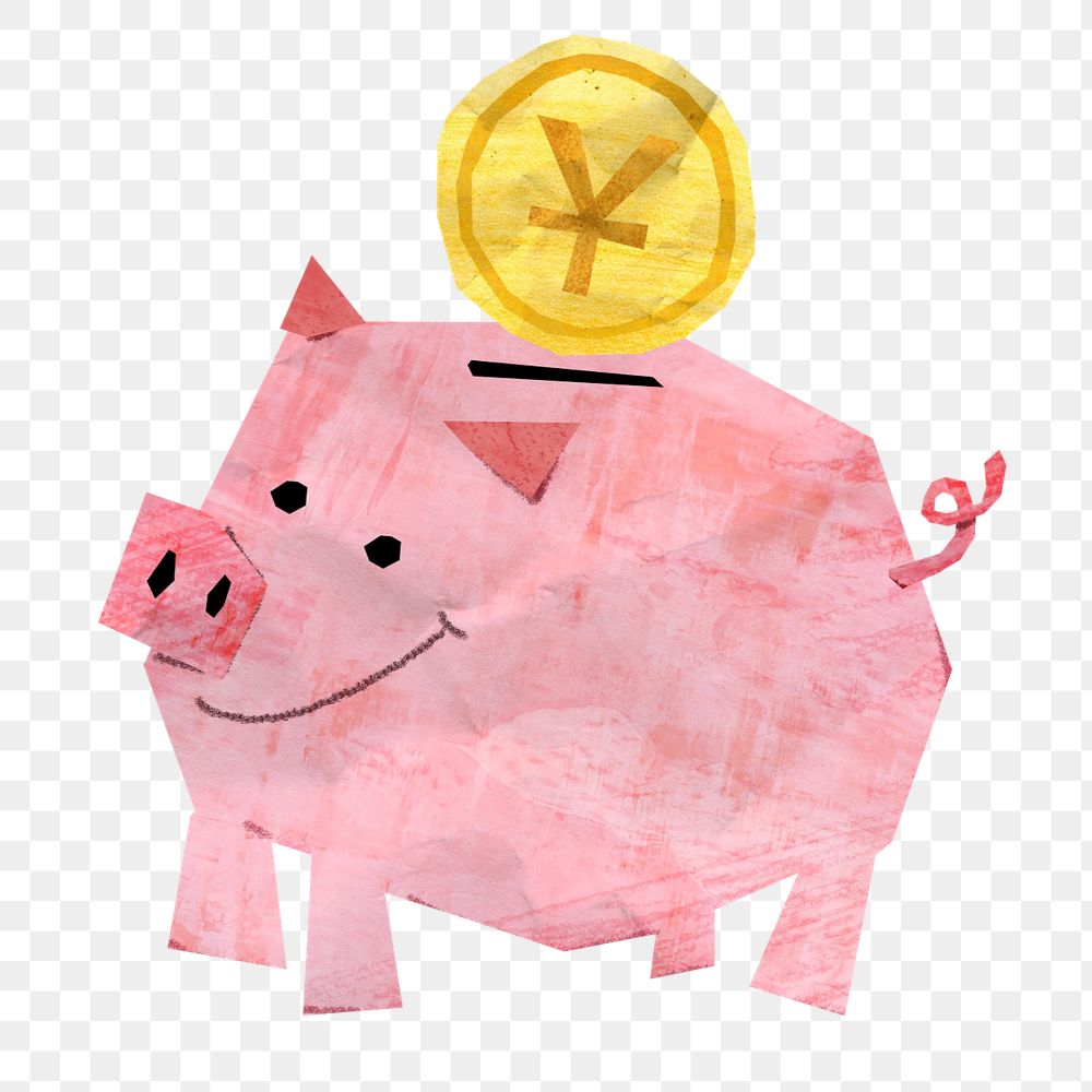 Piggy bank, money saving, finance paper craft collage, editable design