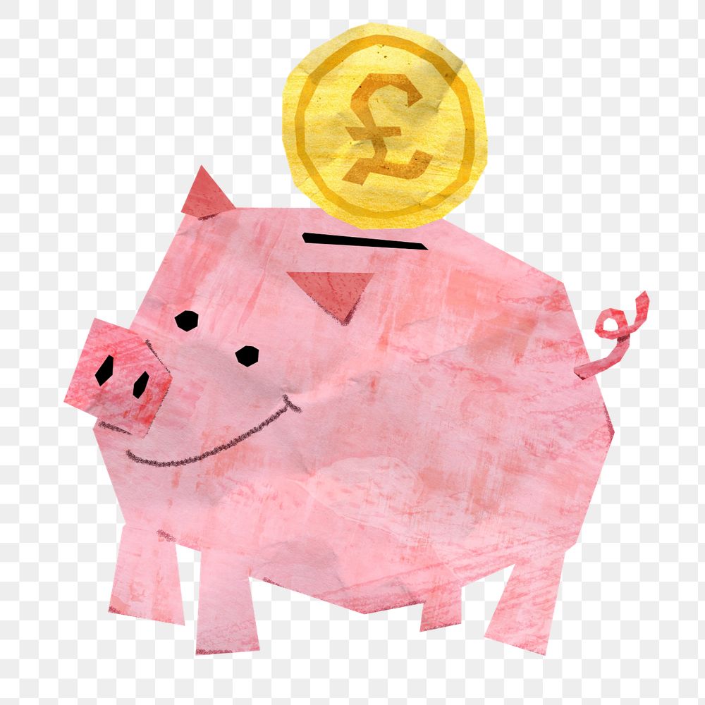 Piggy bank, money saving, finance paper craft collage, editable design