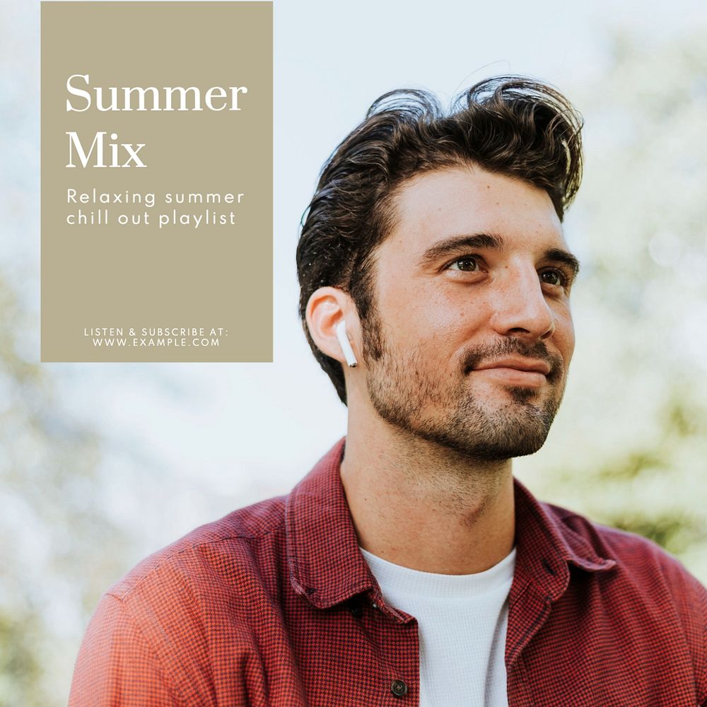 Summer mix Instagram post template, editable text