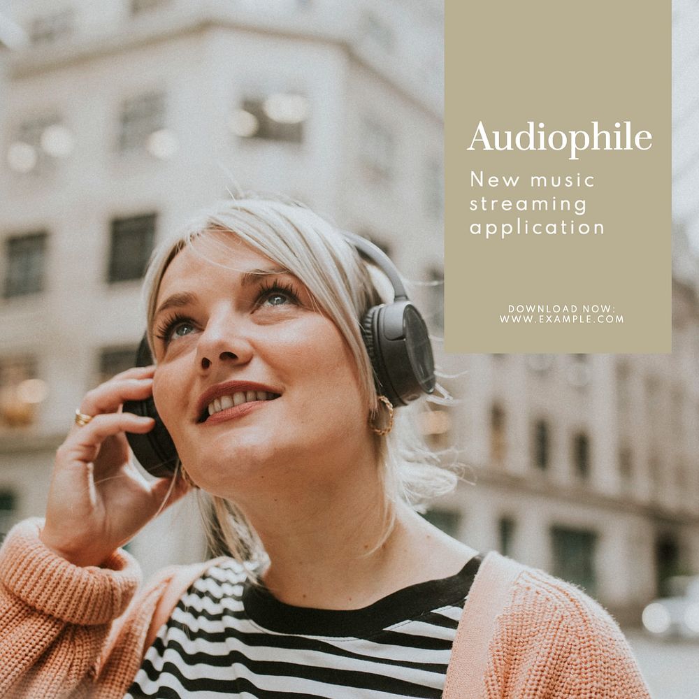 Audiophile Instagram post template, editable text