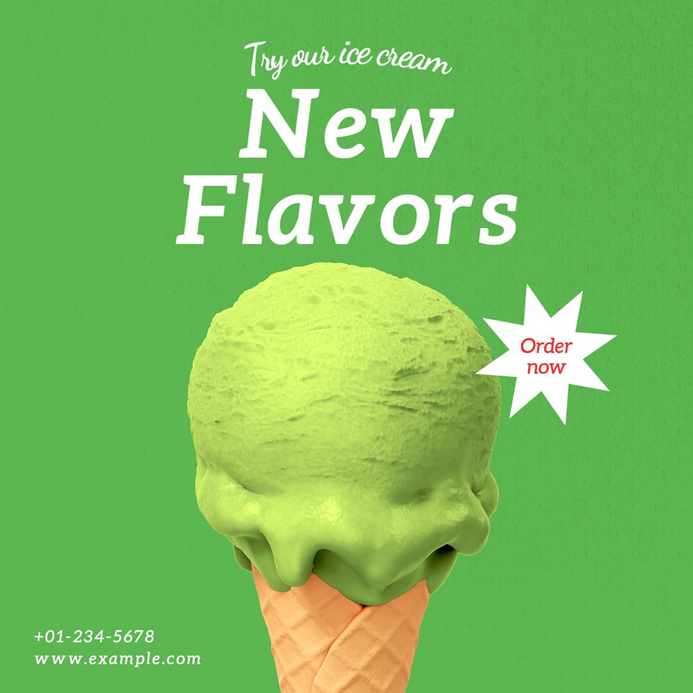 New flavors Instagram post template, editable text