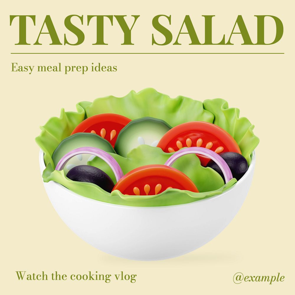 Salad prep Instagram post template, editable text