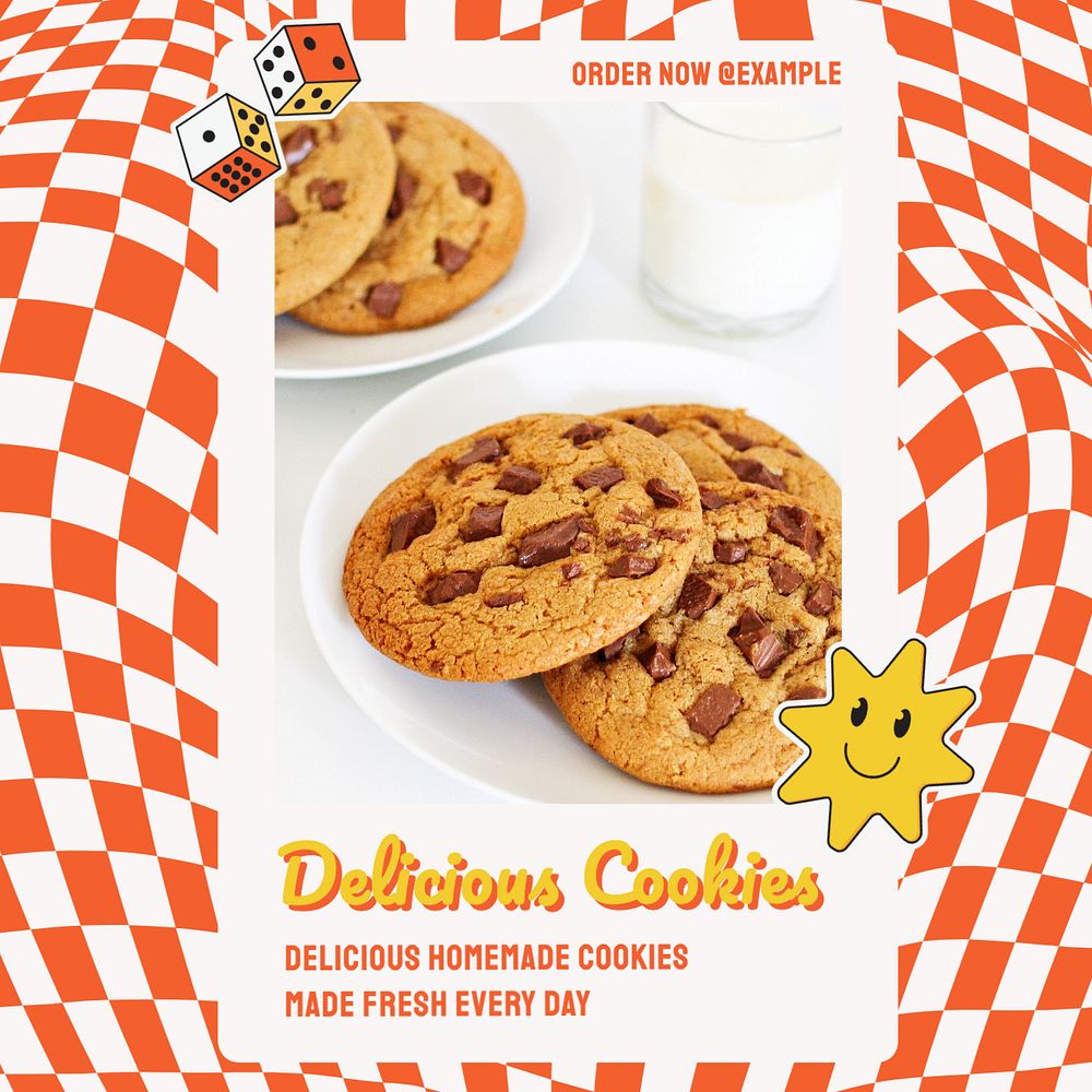 Delicious cookies Instagram post template, editable text