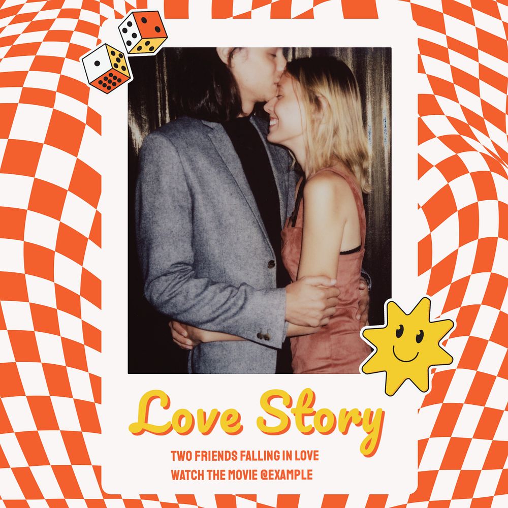 Love story Instagram post template, editable text