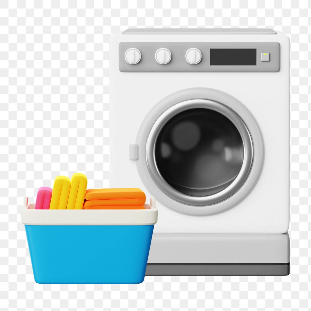 3D washing machine, element editable illustration