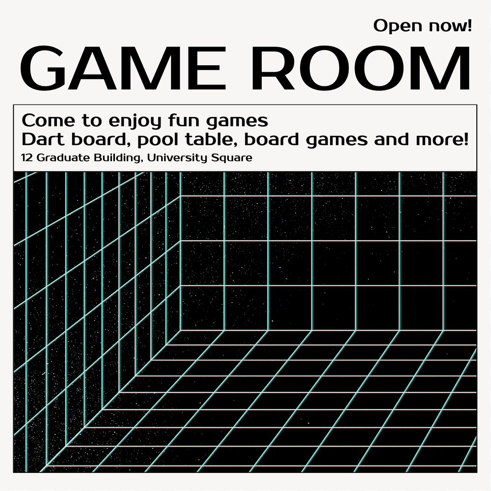 Game room Instagram post template, editable text