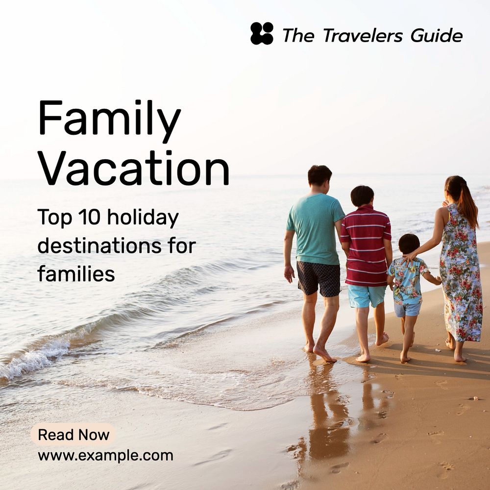 Family vacation Instagram post template, editable text