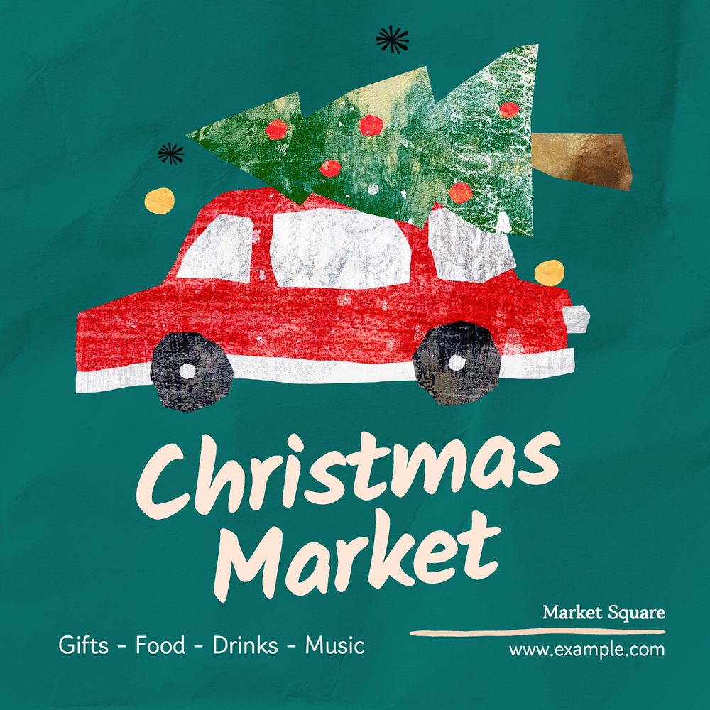 Christmas market Instagram post template, editable text