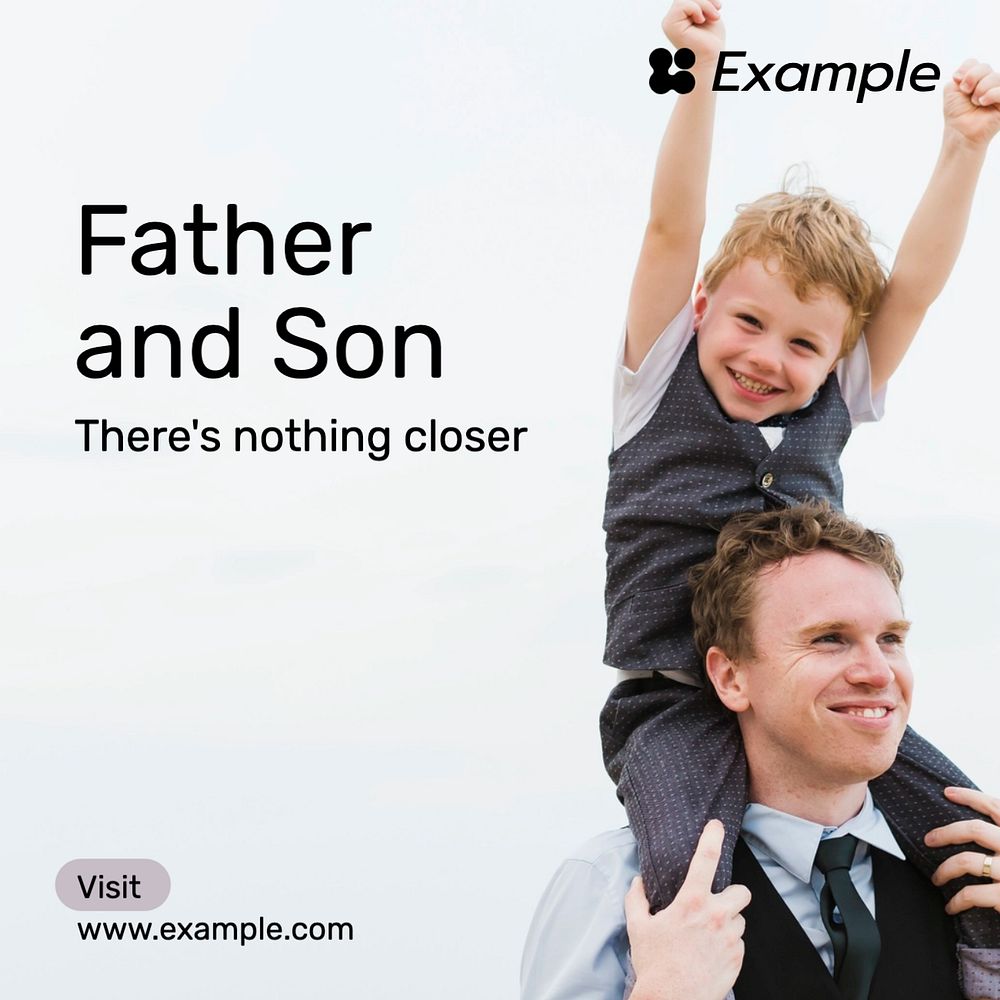 Father and son Instagram post template, editable text