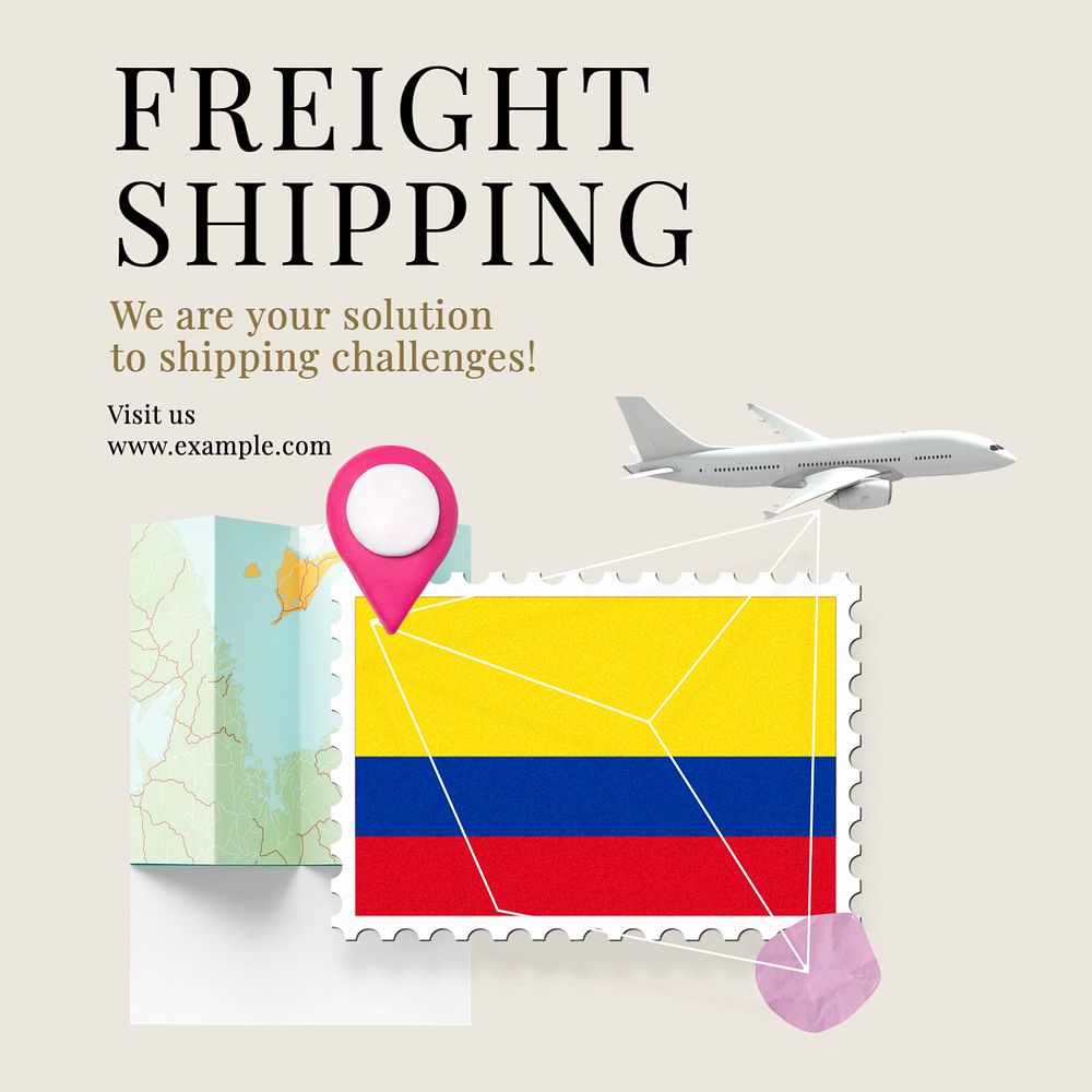 Freight shipping Instagram post template, editable text