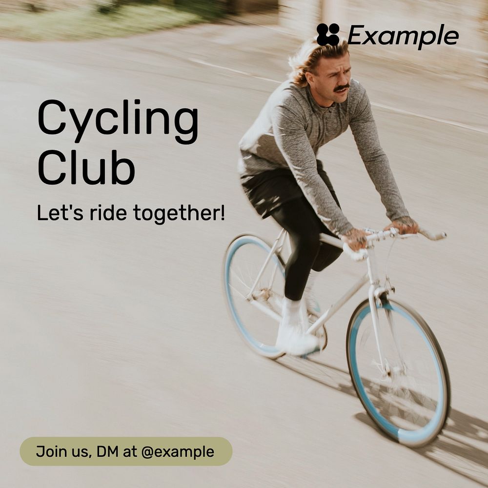 Cycling club Instagram post template, editable text