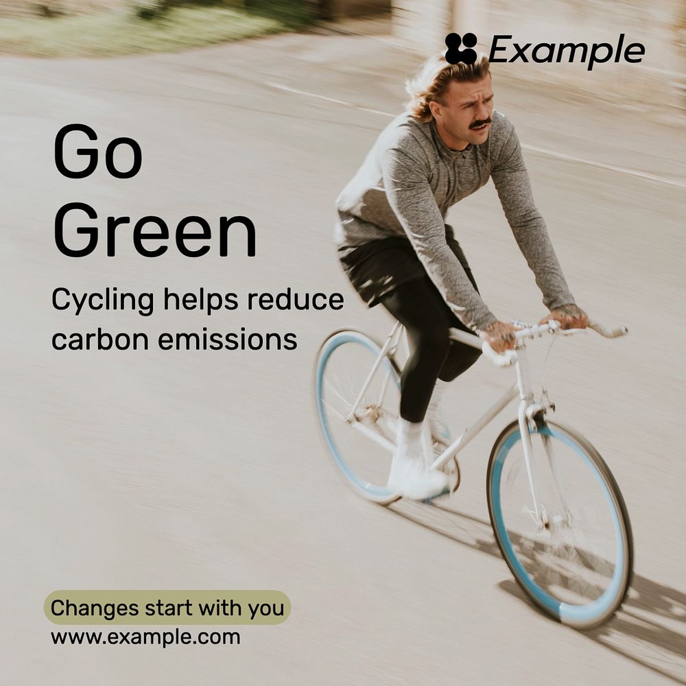 Go green Instagram post template, editable text