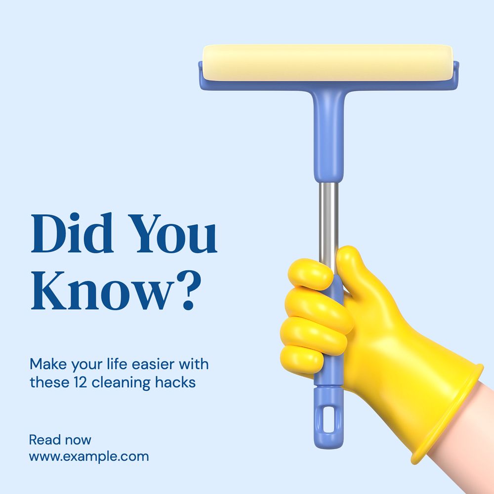 Cleaning hacks Instagram post template, editable text