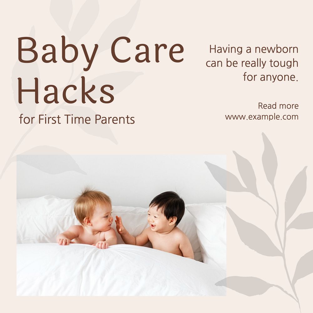 Baby care hacks Instagram post template, editable text