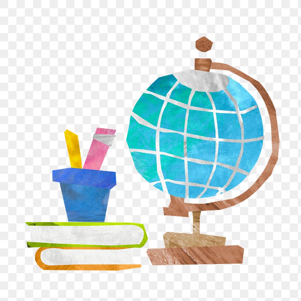 Spinning globe education, paper craft collage, editable design