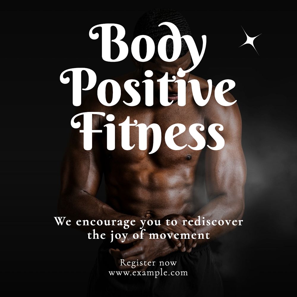 Body positive fitness Instagram post template, editable text