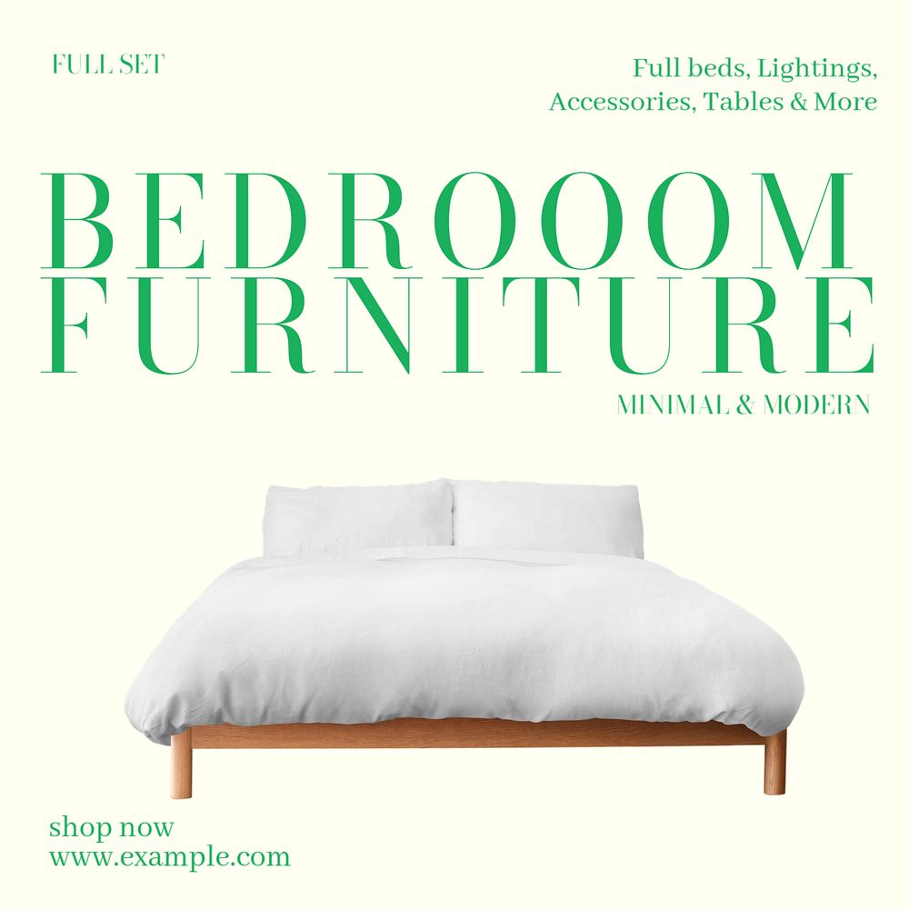 Bedroom furniture Instagram post template, editable text