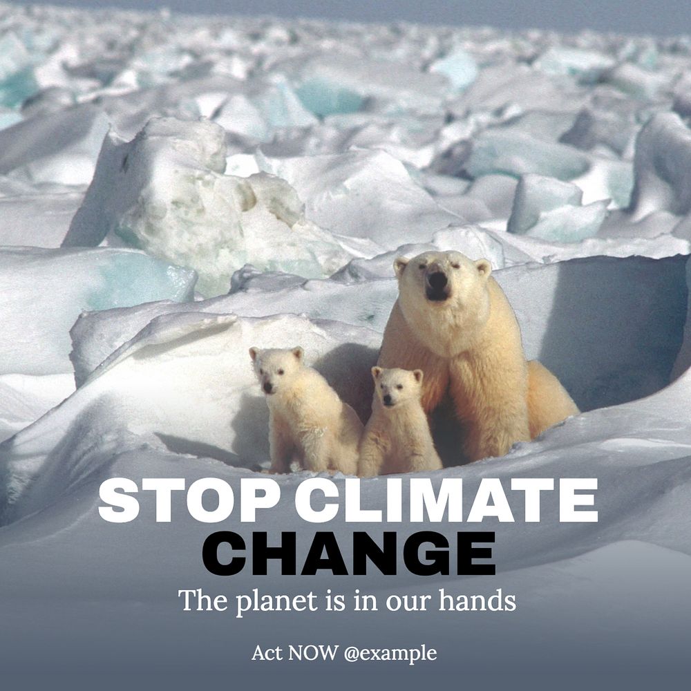 Stop climate change Instagram post template, editable text