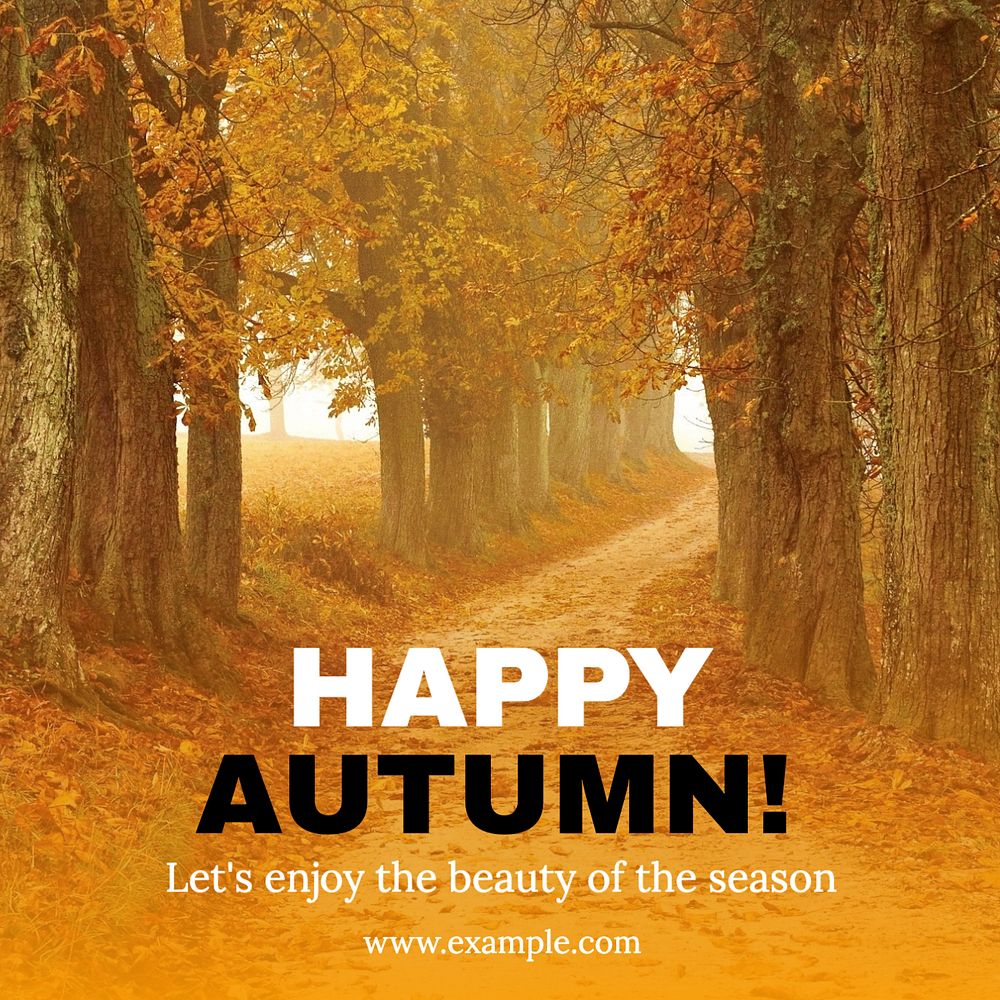 Happy autumn Instagram post template, editable text