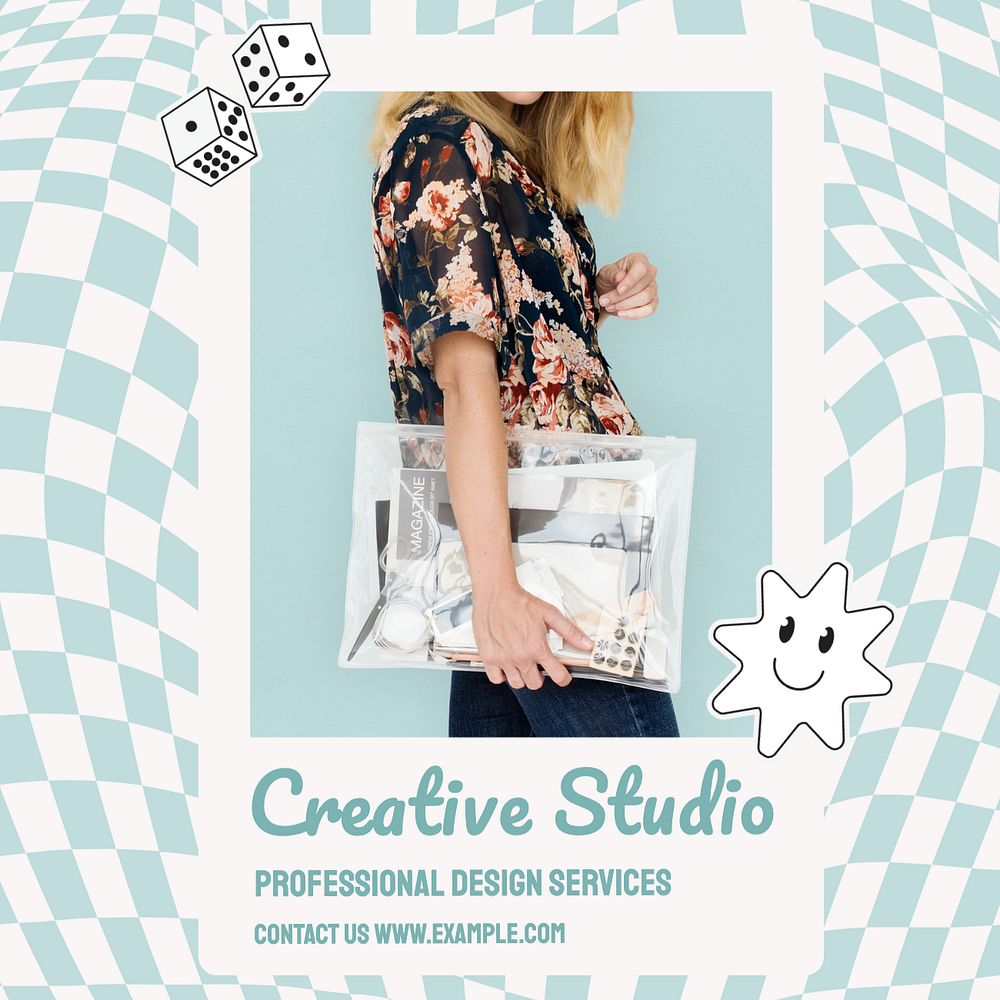 Creative studio Instagram post template, editable text