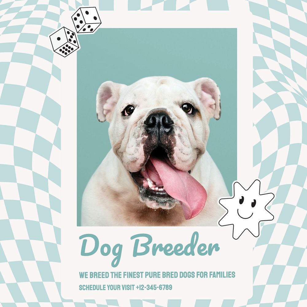 Dog breeder Instagram post template, editable text