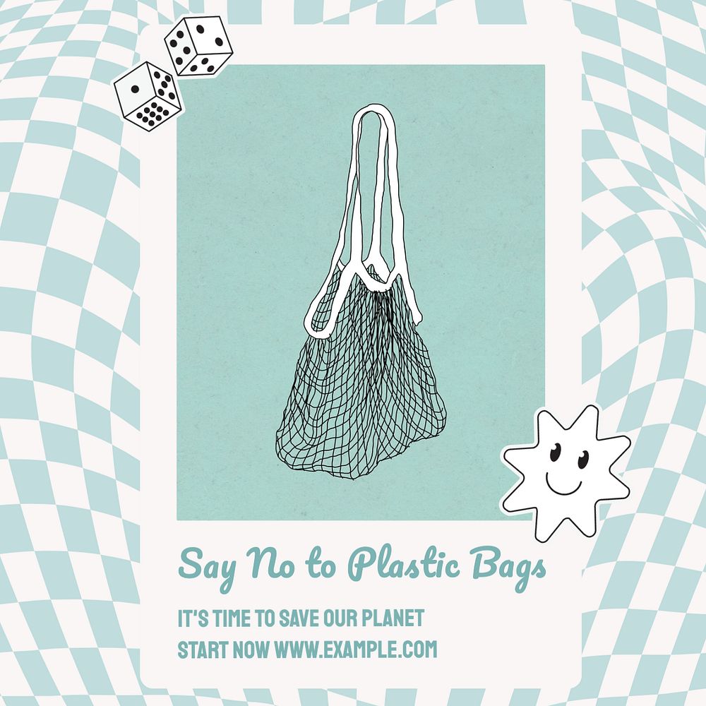 Plastic bags Instagram post template, editable text