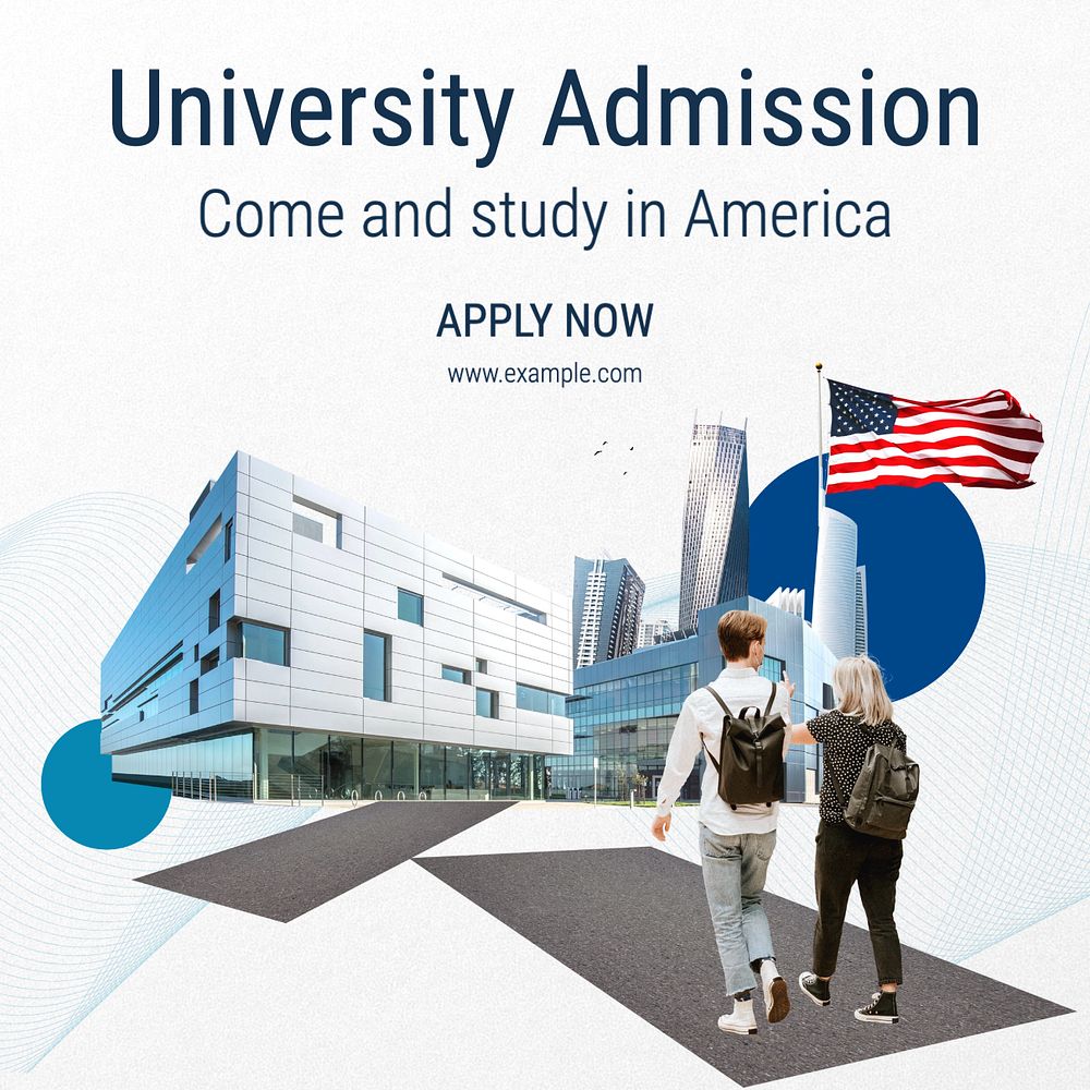 University admission Instagram post template, editable text