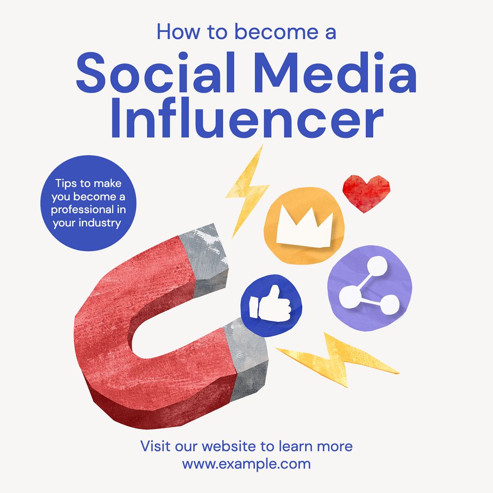 Social media influencer Instagram post template, editable text