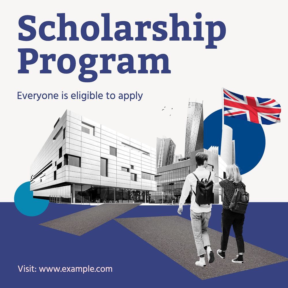 Scholarship program Instagram post template, editable text